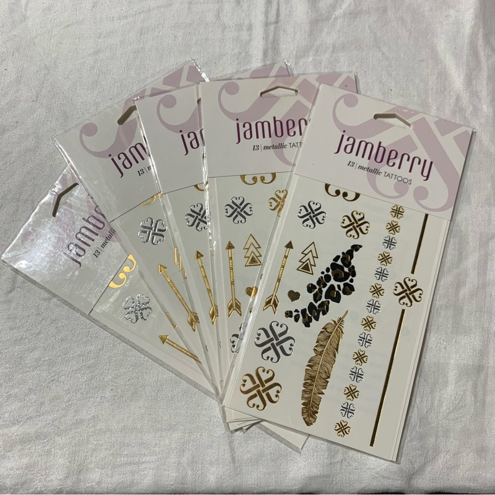 NWT 5 Packs of Gold & Silver Metallic Temporary Tattoos